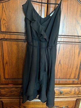 Socialite Black Ruffle Wrap Midi Dress